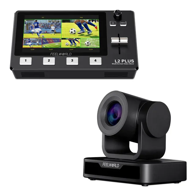FeelWorld L2 Plus + USB10X kit switcher + caméra PTZ