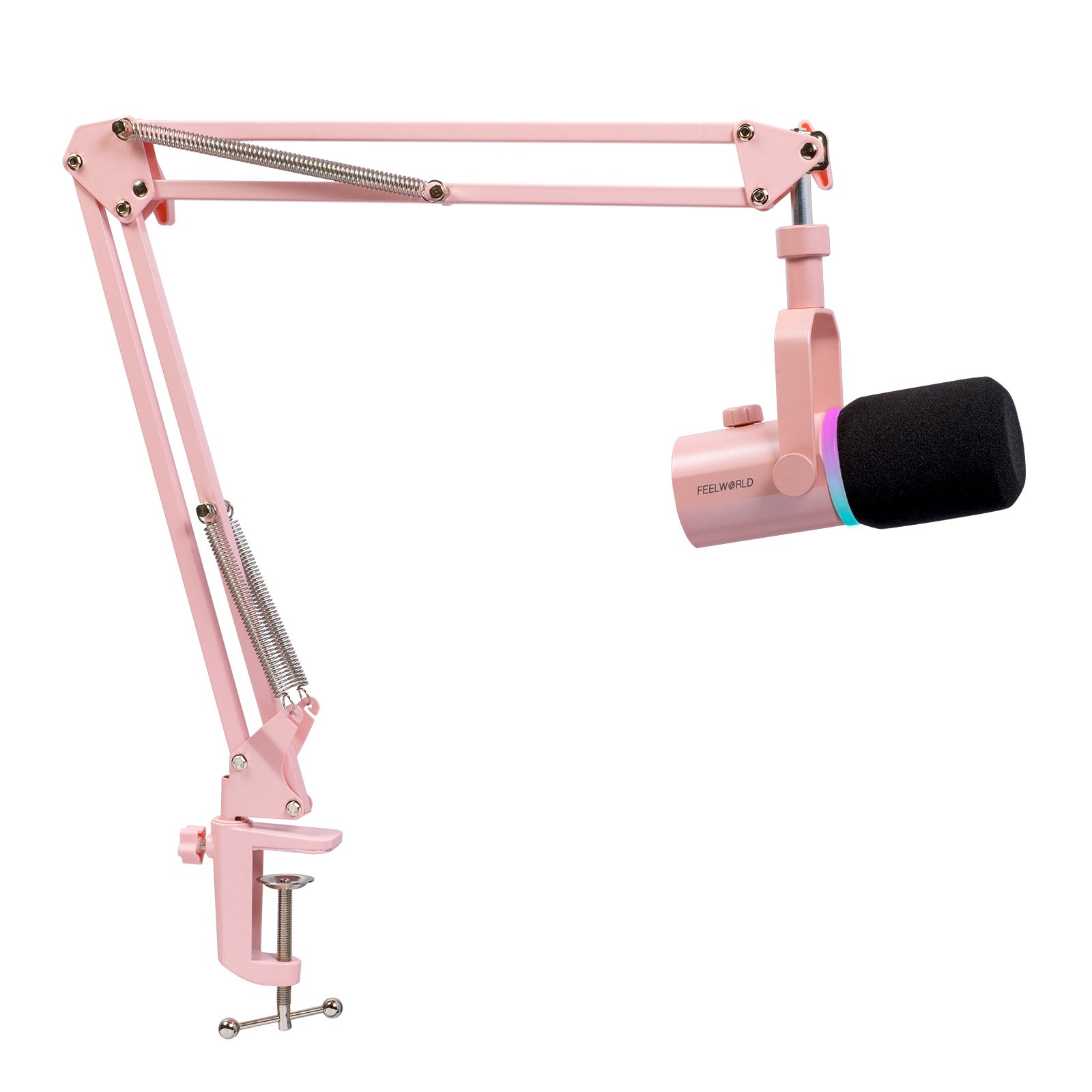 FeelWorld PM1 micro dynamique XLR USB rose + bras podcast