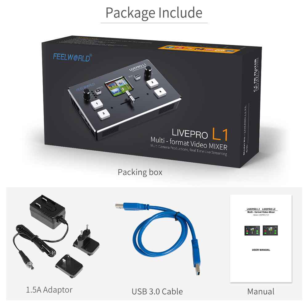 FeelWorld LIVEPRO L1 V1 mélangeur vidéo 4 HDMI USB direct