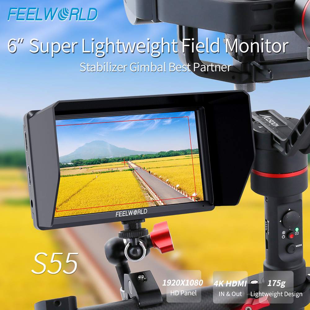 FeelWorld S55 V3 Moniteur vidéo 6 pouces 4K HDMI 3D LUT