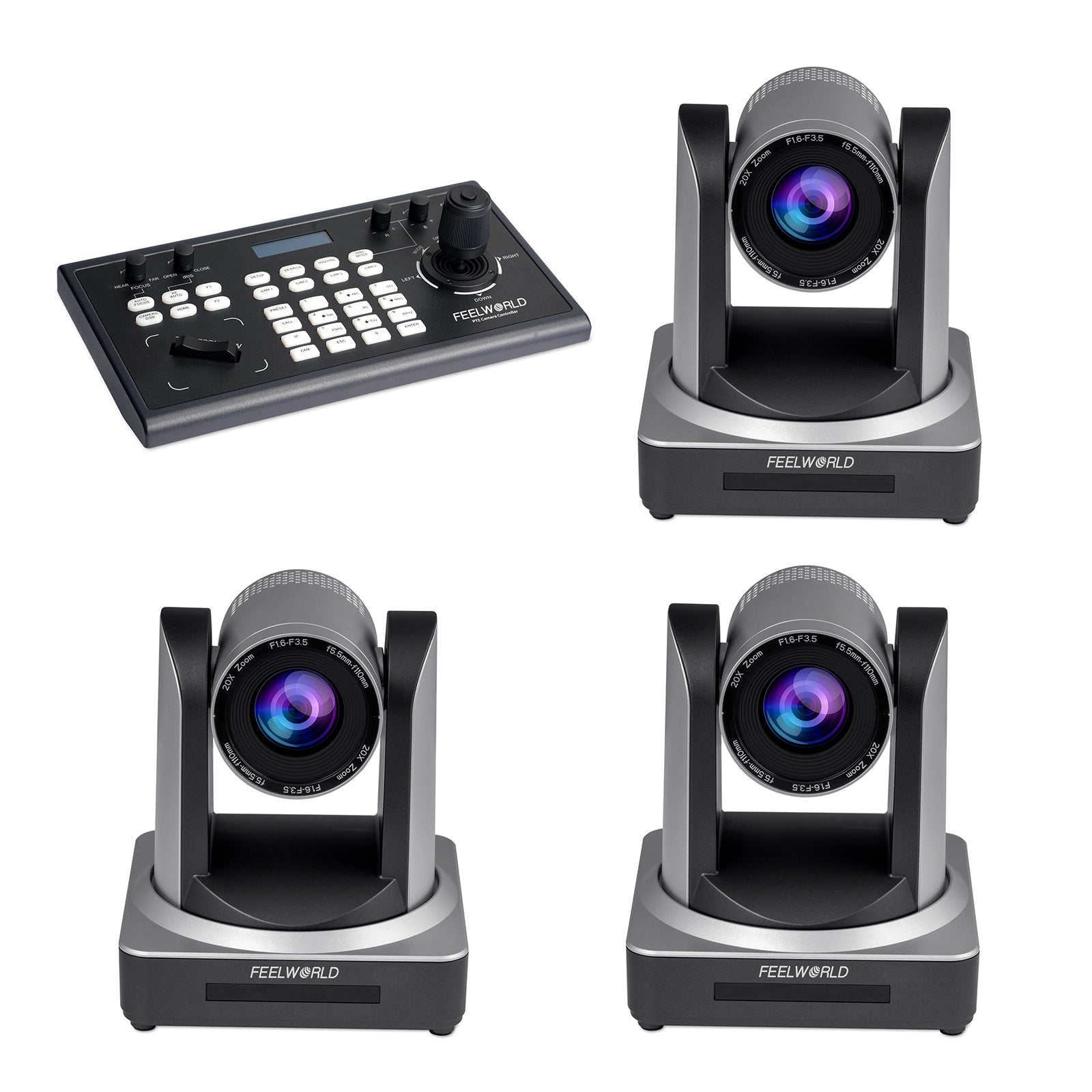 FeelWorld KBC10 + 3 POE20X kit PTZ streaming direct