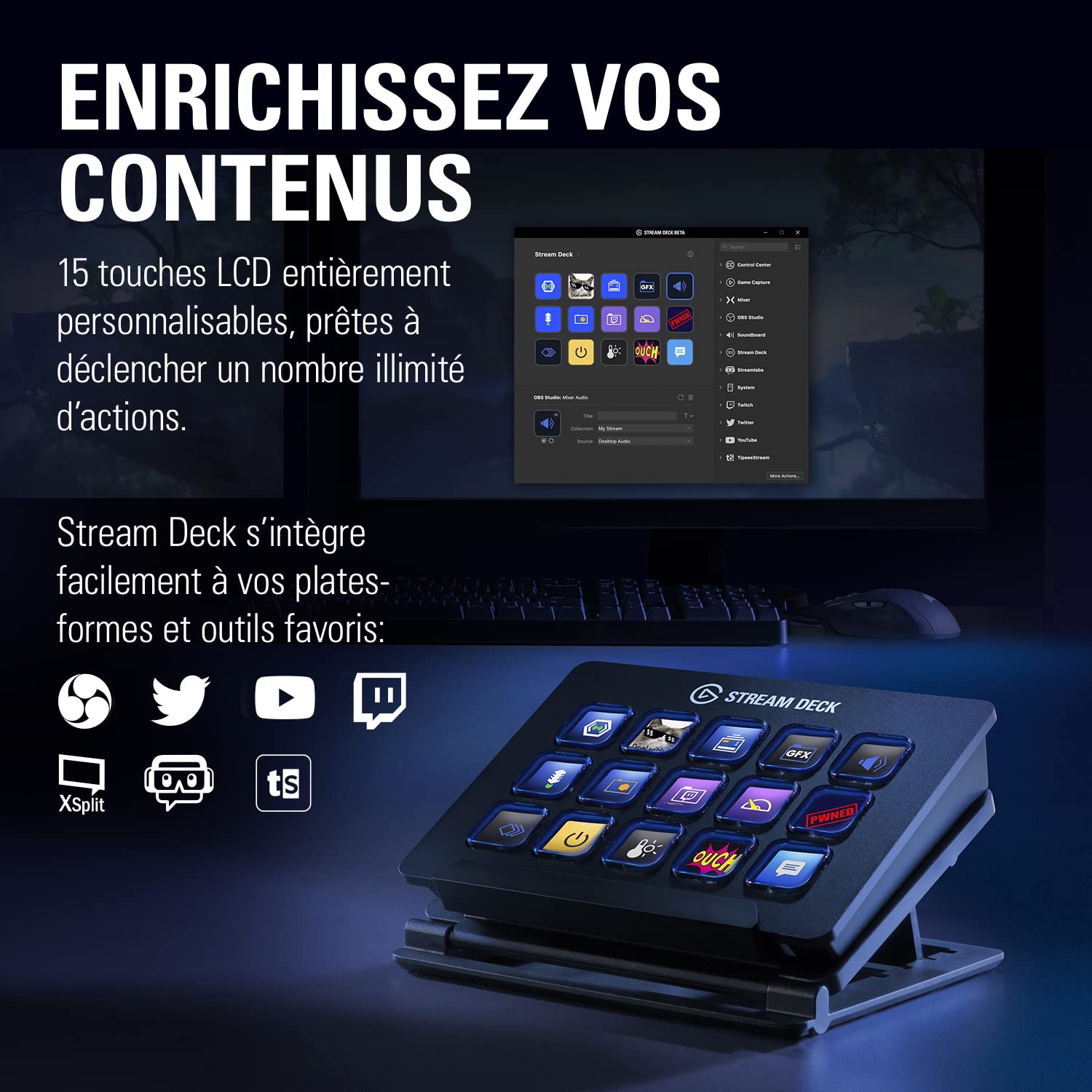 Elgato Stream Deck 15 touches contrôleur streaming LCD