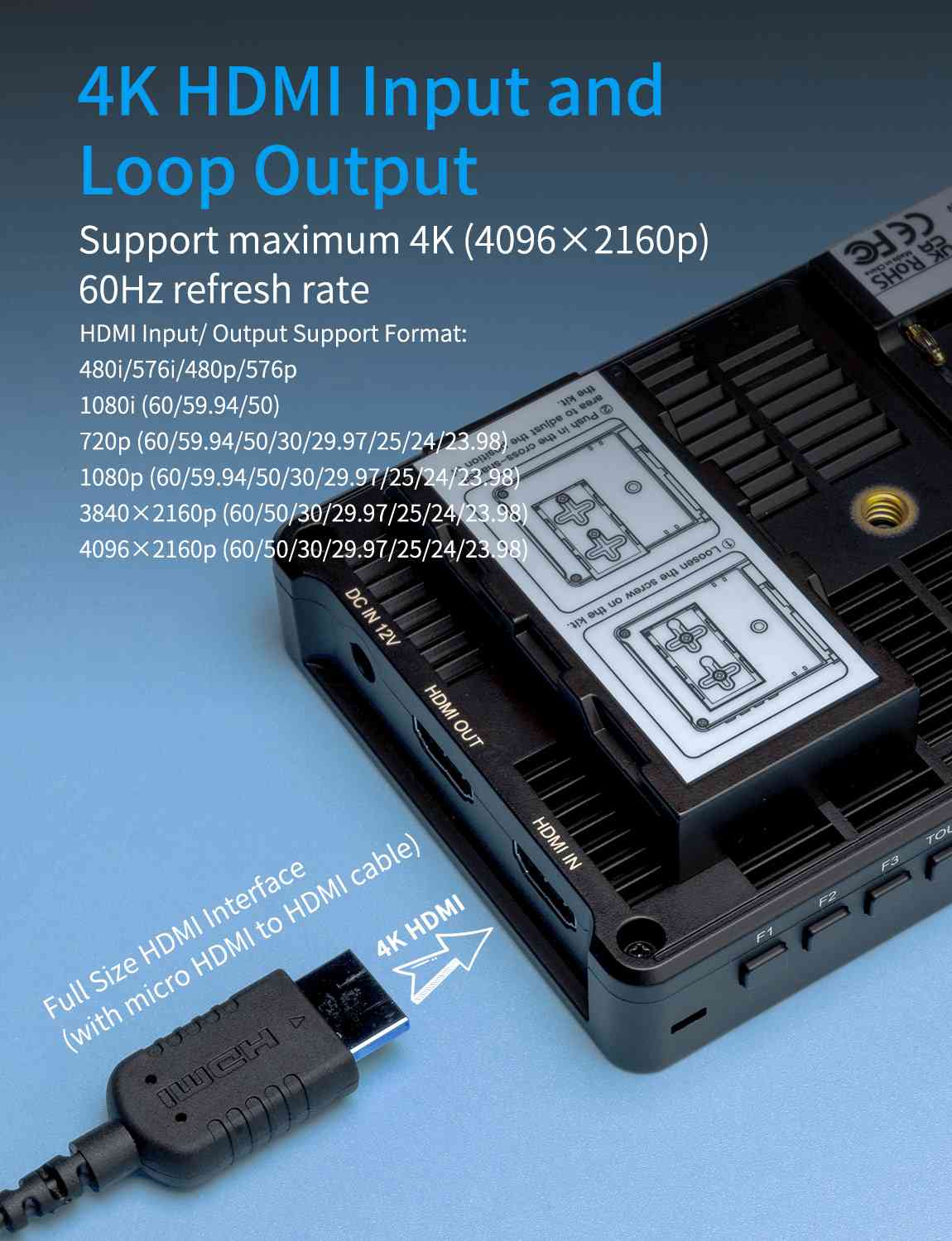 FeelWorld Broadcast Monitor F5 PROX 5,5" 1600 nits batterie