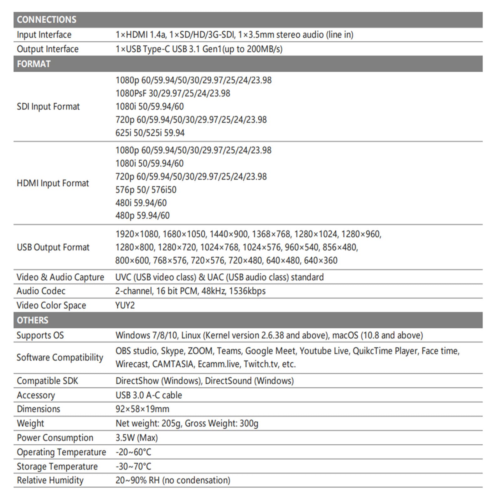 AVMATRIX UC2018 carte capture HDMI SDI USB 1080p60