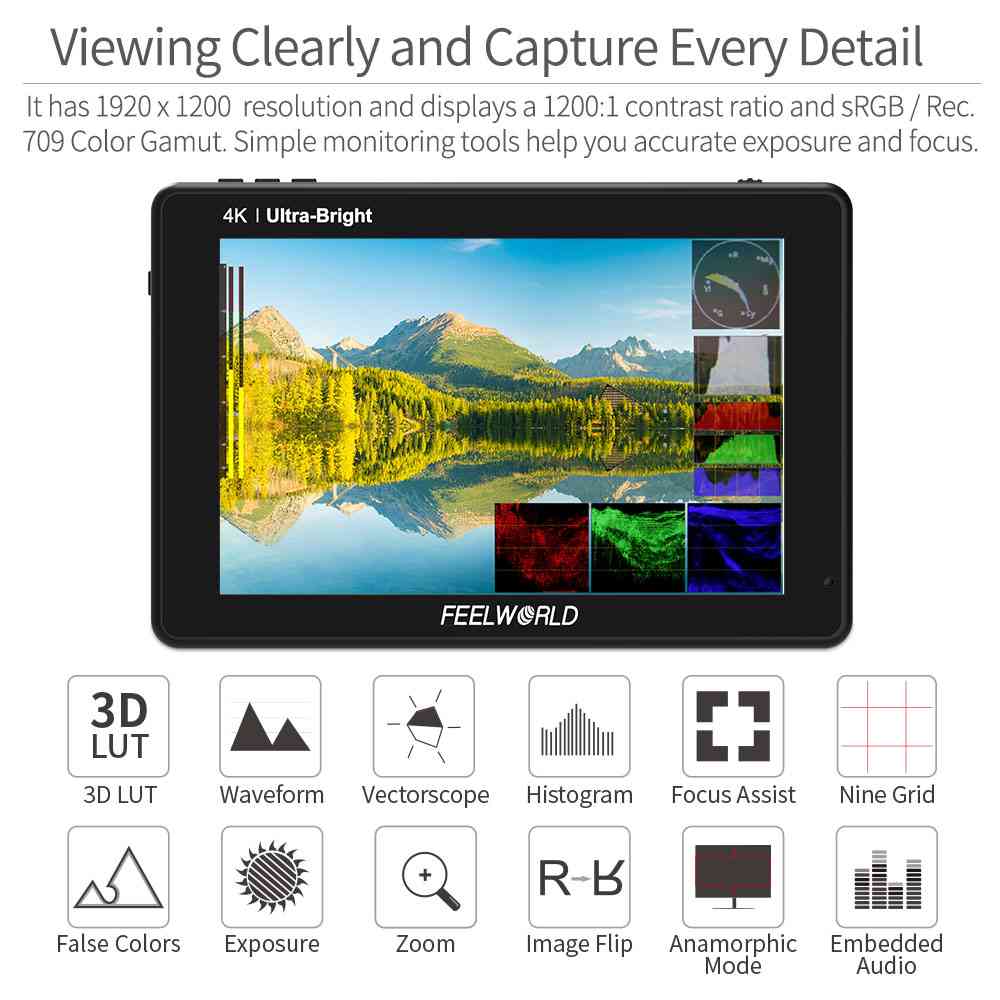 FeelWorld LUT7 Pro moniteur 7 pouces 2200 nits HDMI