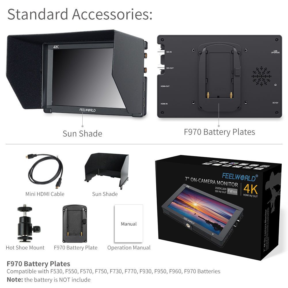 FeelWorld FW703 moniteur 7" SDI HDMI 450 nits