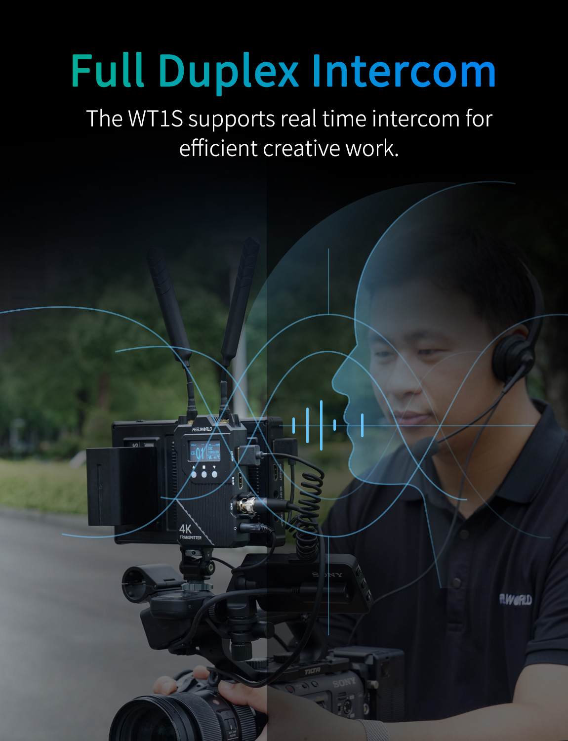 FeelWorld WT1S transmetteur vidéo 4K SDI HDMI intercom