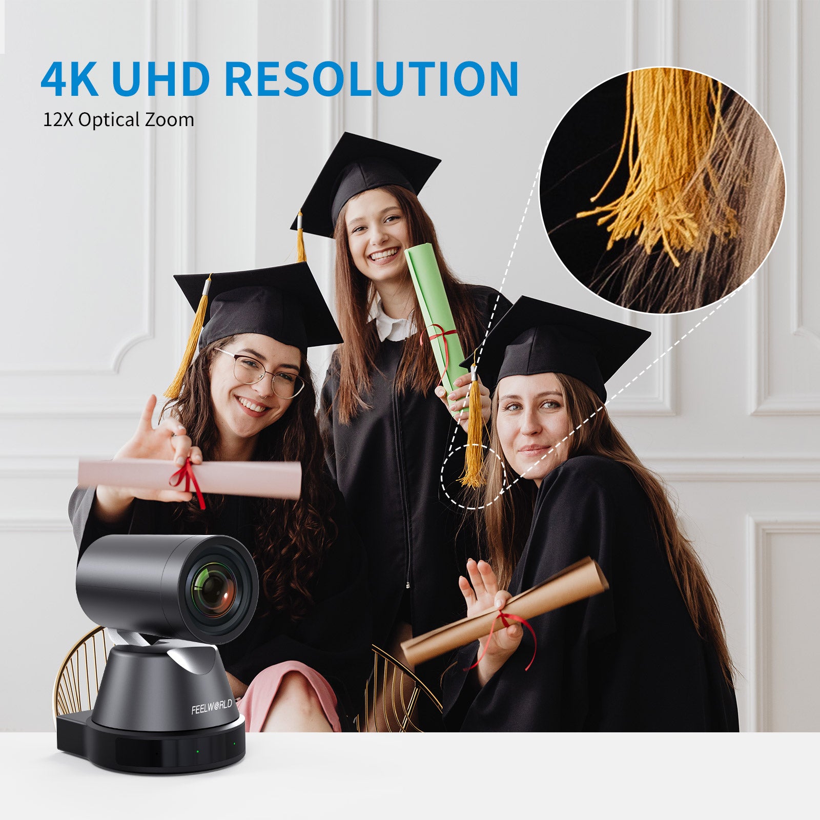 FeelWorld 4K12X Caméra PTZ 4K 12x USB HDMI POE pour direct