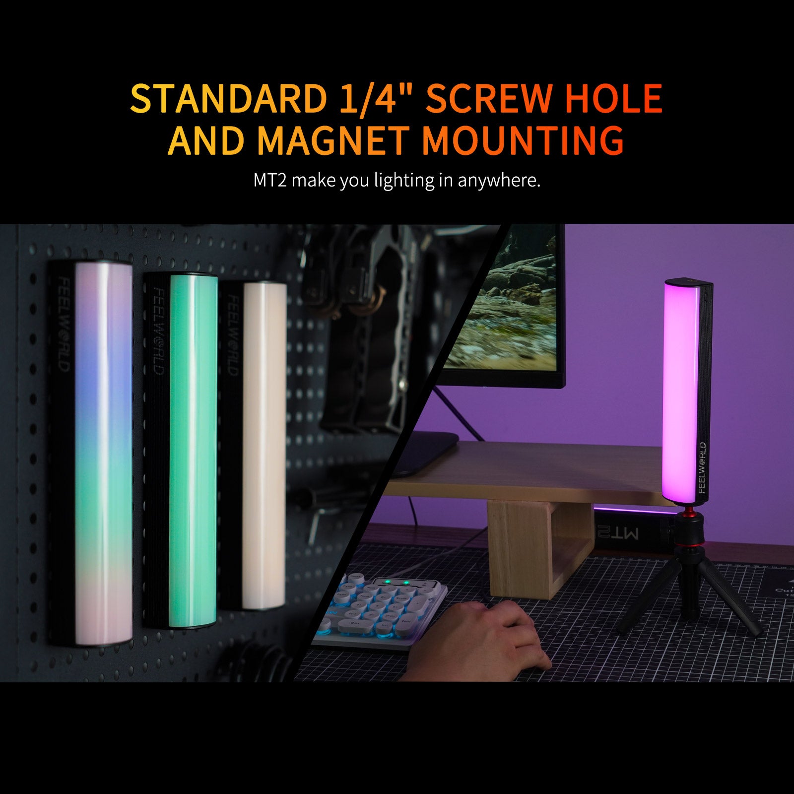 FeelWorld MT2 bâton LED RGB 360° torche vidéo portable