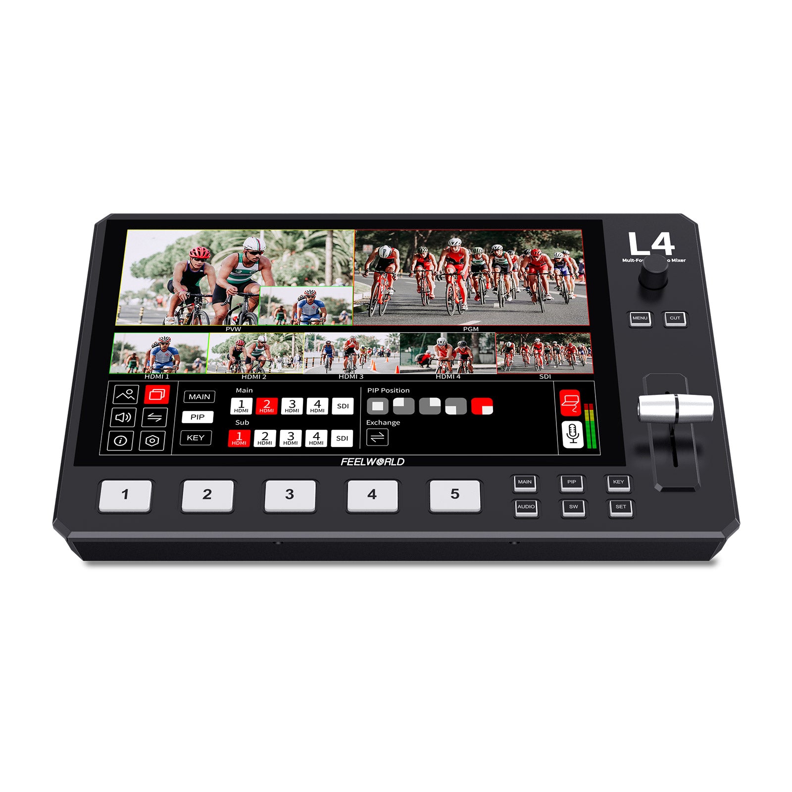 FeelWorld L4 mélangeur vidéo 10,1 pouces 4 HDMI SDI direct