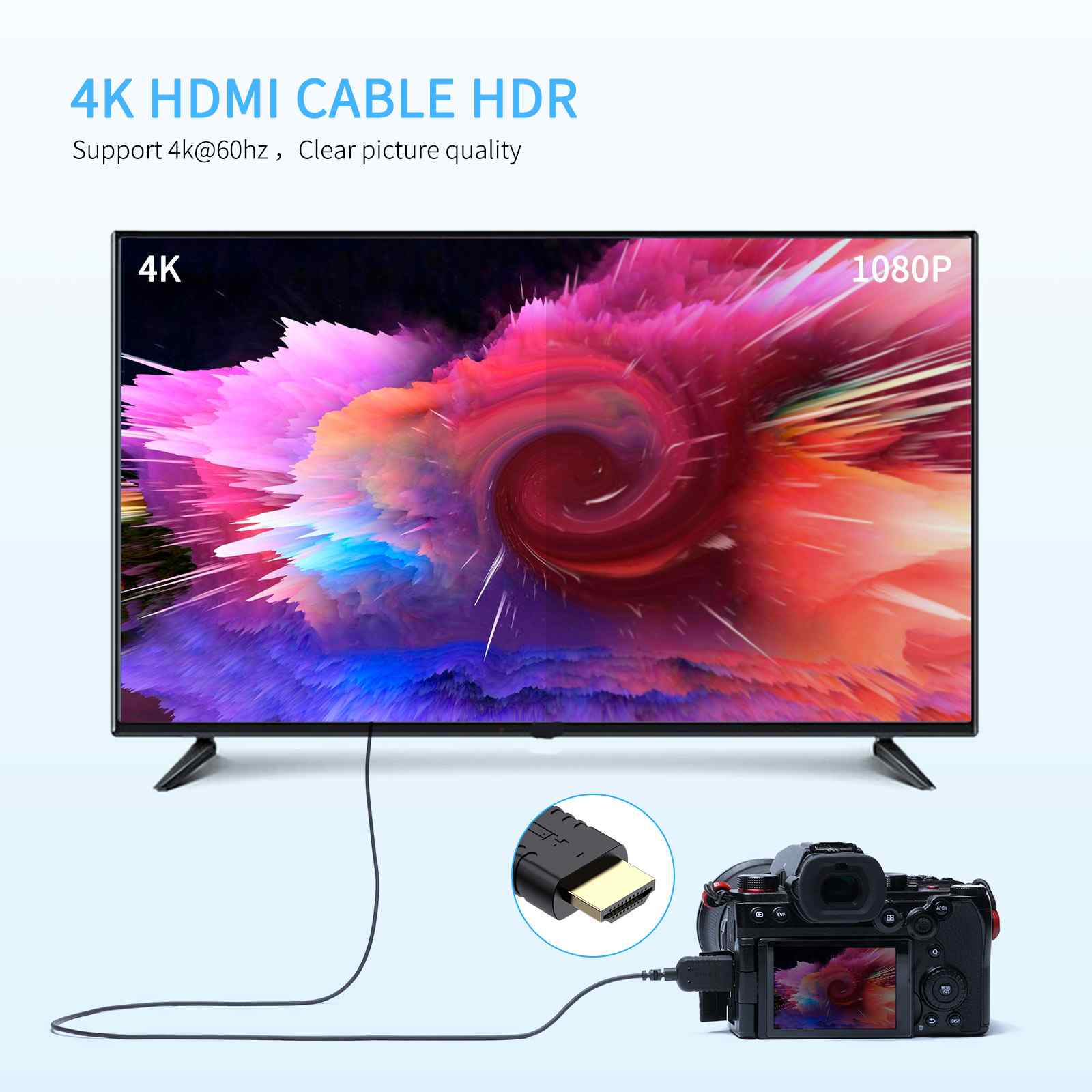 FeelWorld Câble HDMI fin 4K 60Hz 90cm moniteur caméra
