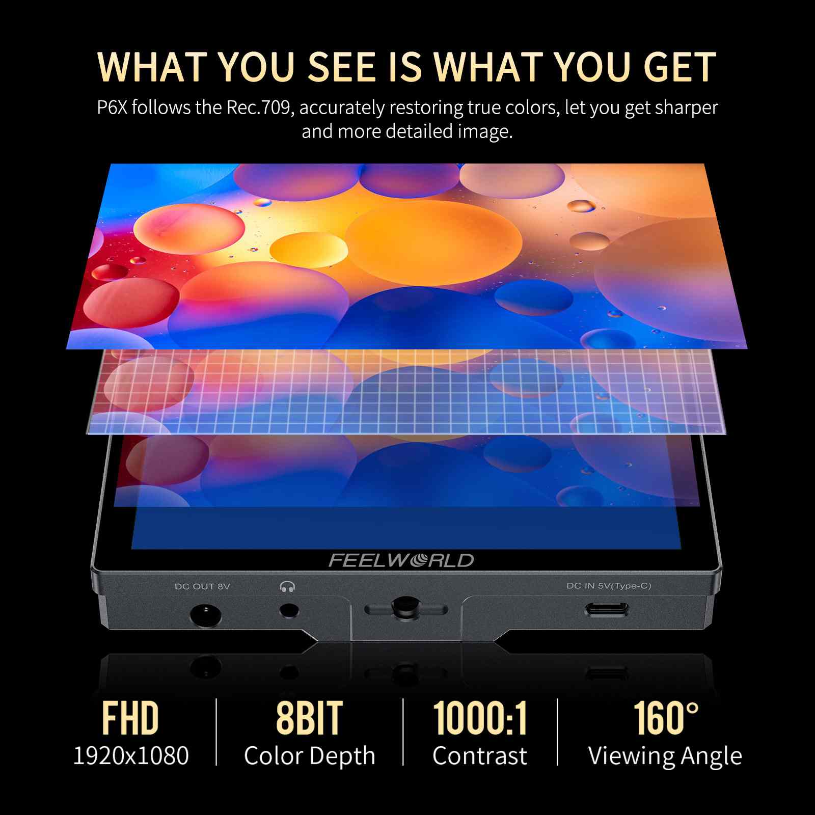 FeelWorld P6X Moniteur Tactile 5,5 Pouces 1000 Nits HDMI F750