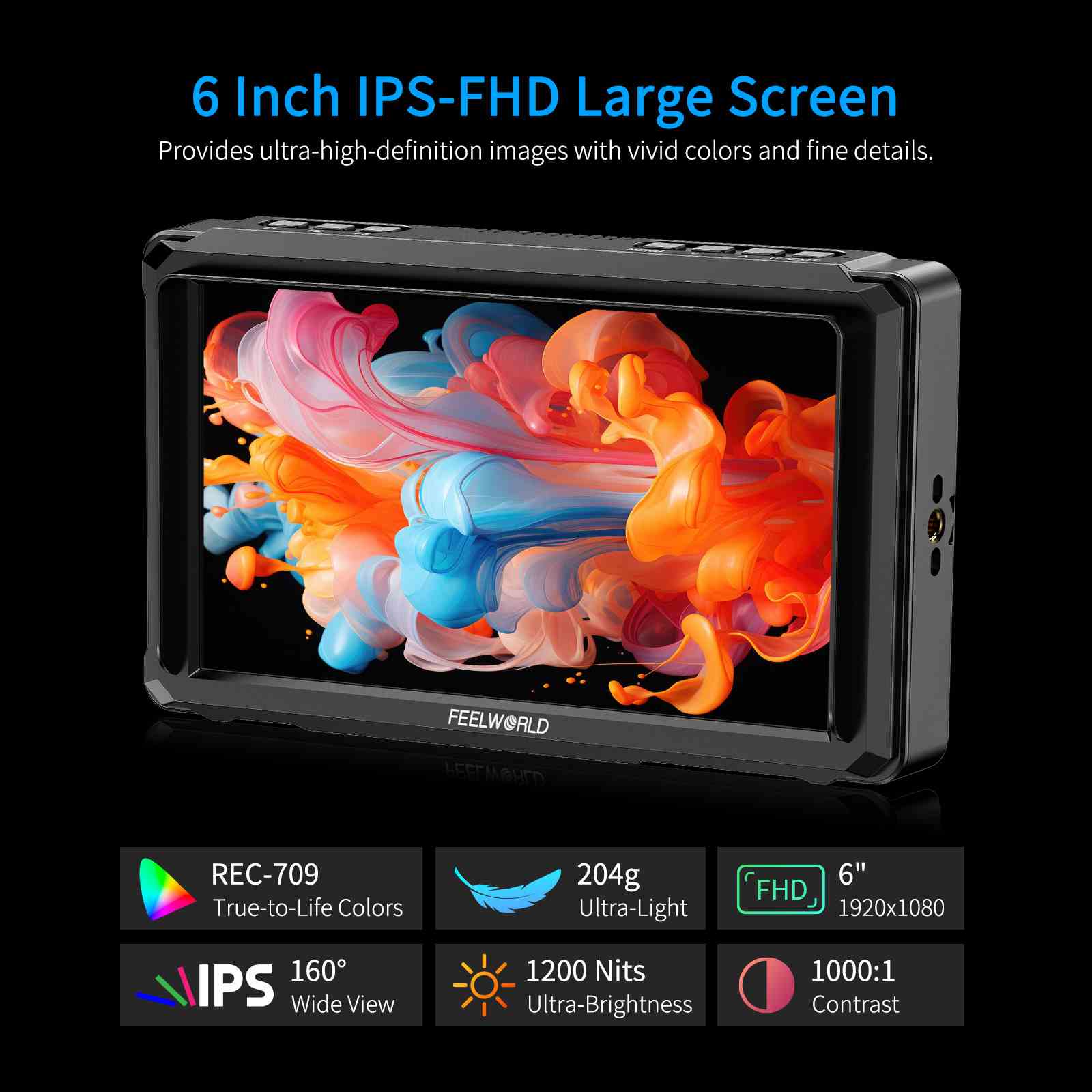 FeelWorld FW568 PRO moniteur 6" HDMI 1200 nits