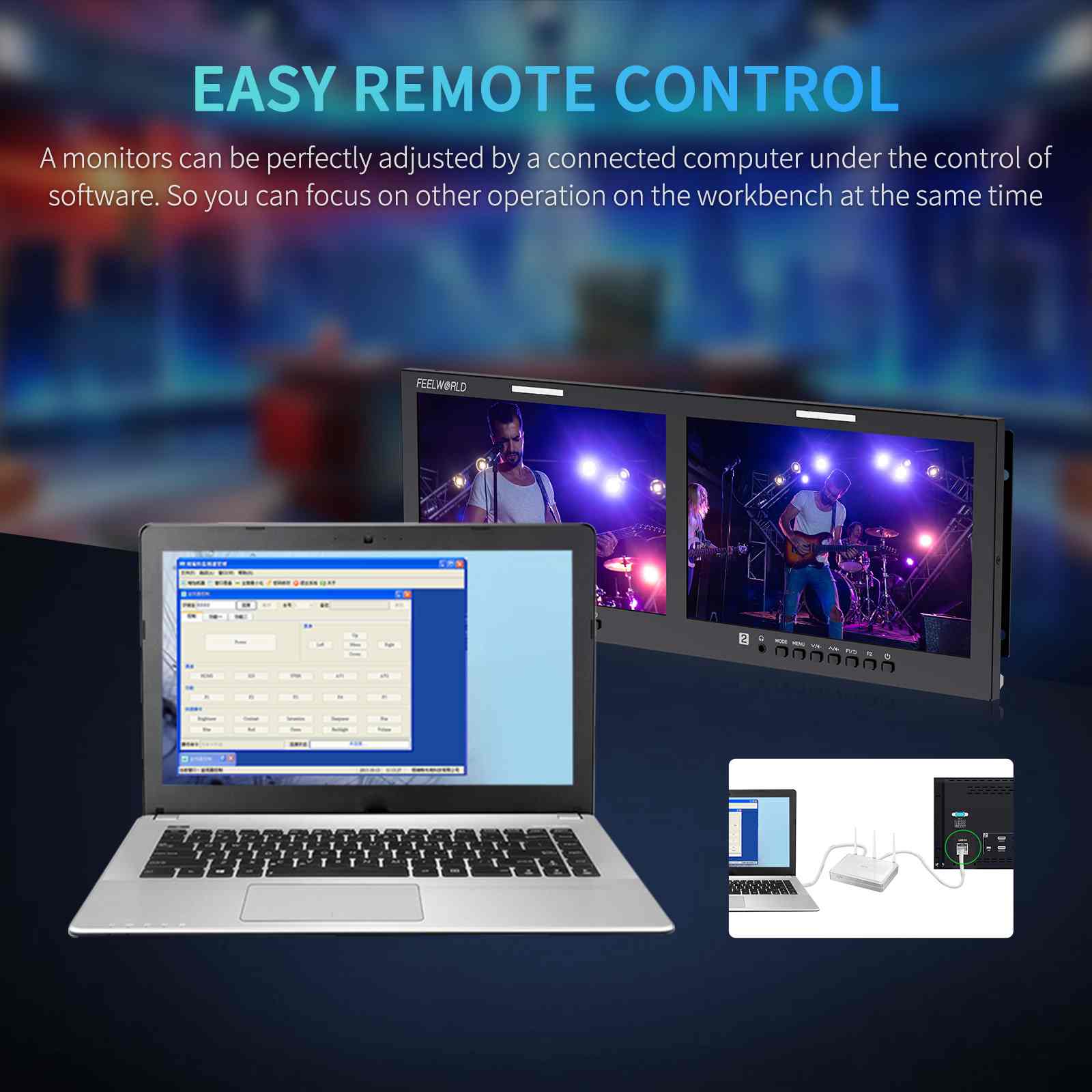 FeelWorld D101 PLUS double moniteur rack 10,1" 4RU