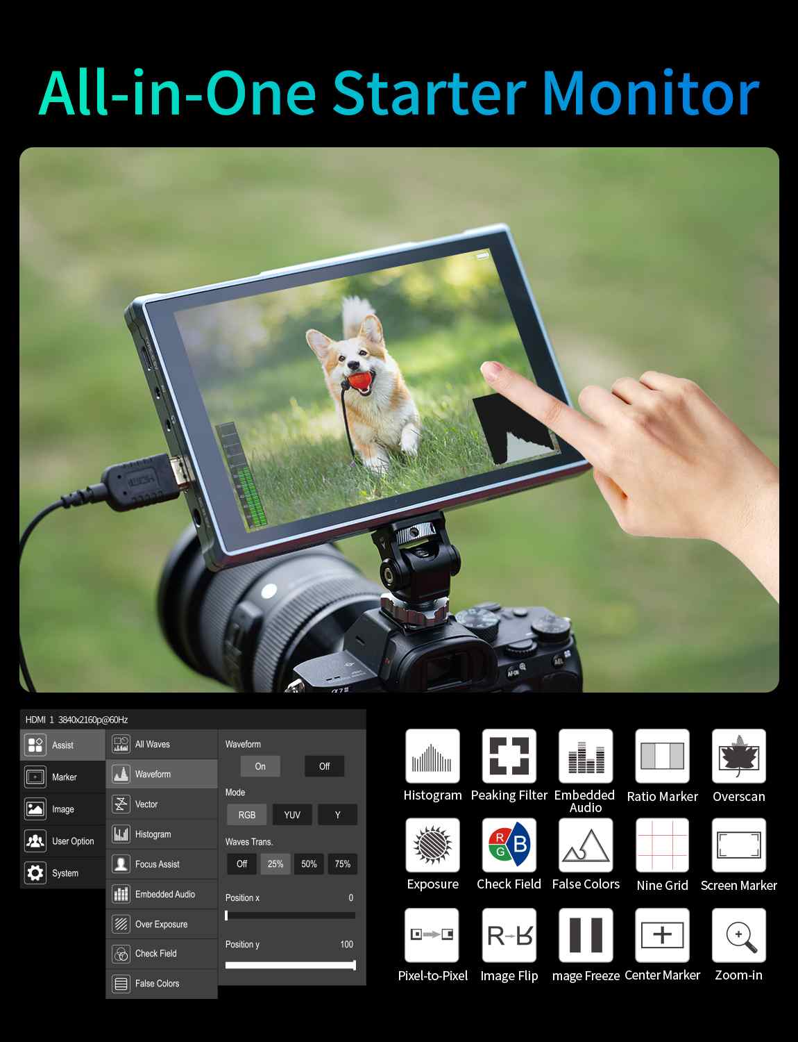 FeelWorld FW759 PRO moniteur 7" tactile 400 nits HDMI