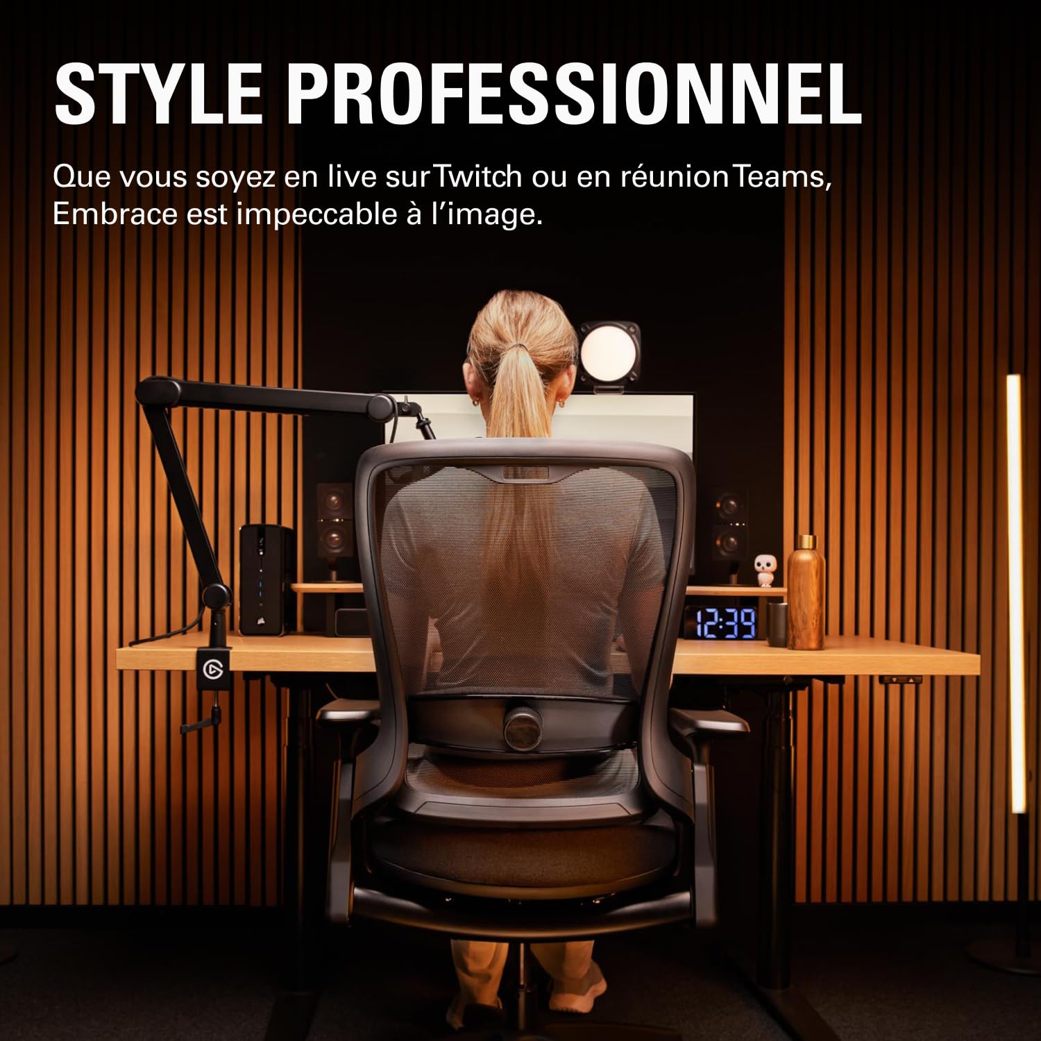 Elgato Embrace fauteuil studio ergonomique noir maille