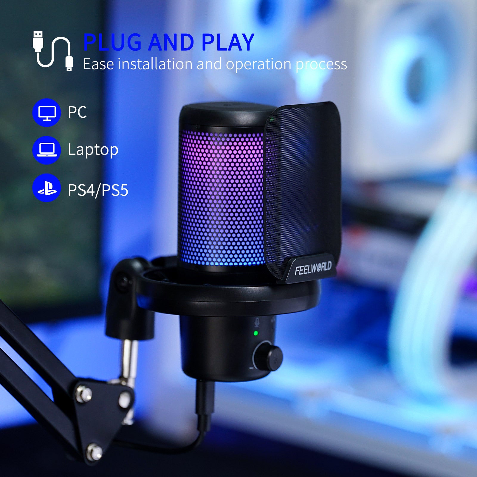 FeelWorld Live Streaming Camera VM1 microphone USB noir