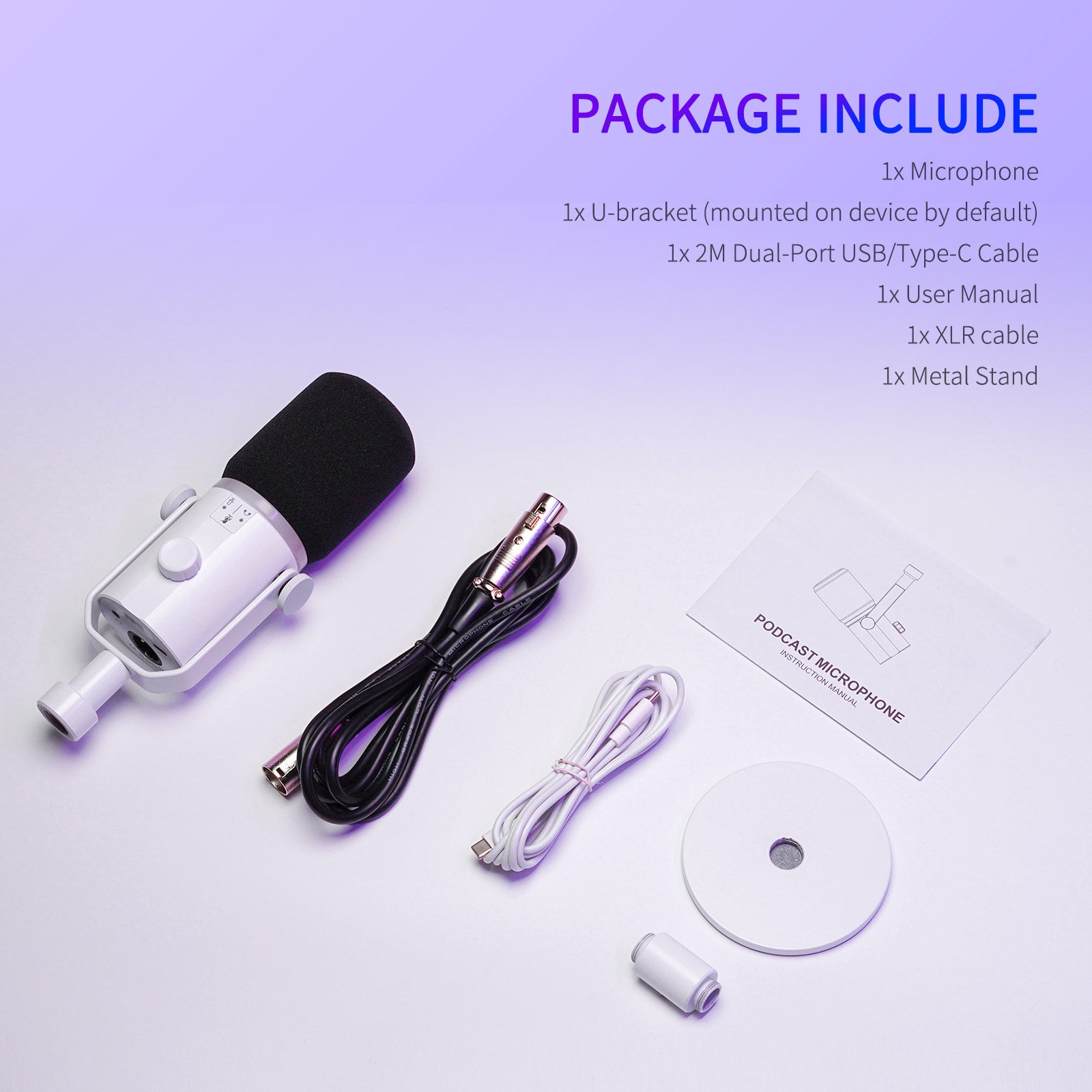 FeelWorld PM1 micro dynamique XLR USB blanc podcast