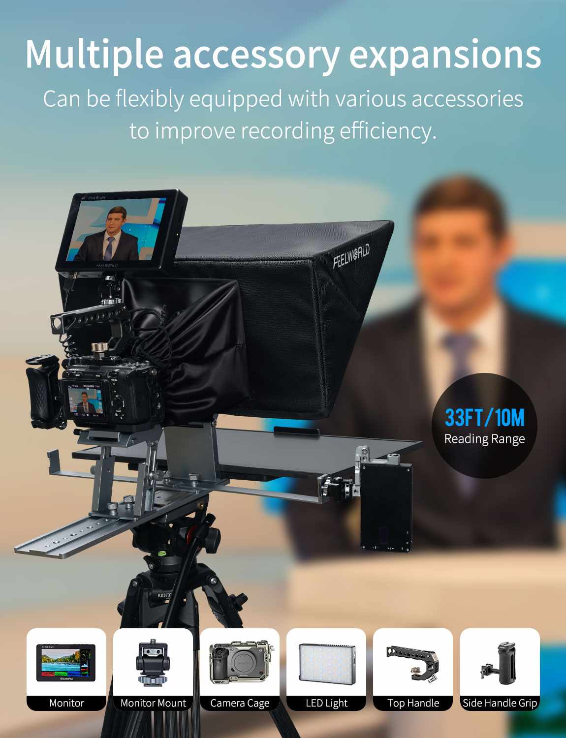 FeelWorld TP21 prompteur 21" pliable Bluetooth studio