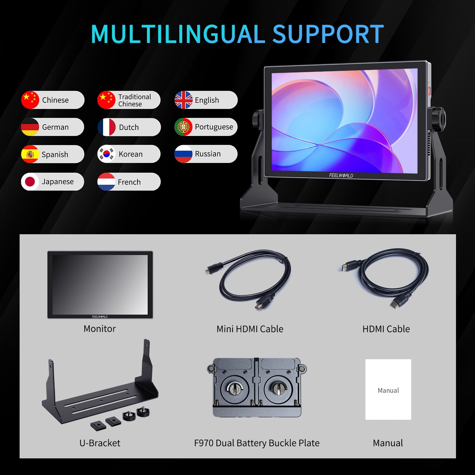 FeelWorld S10 moniteur 10,1 pouces 12G-SDI tactile 1200 nits
