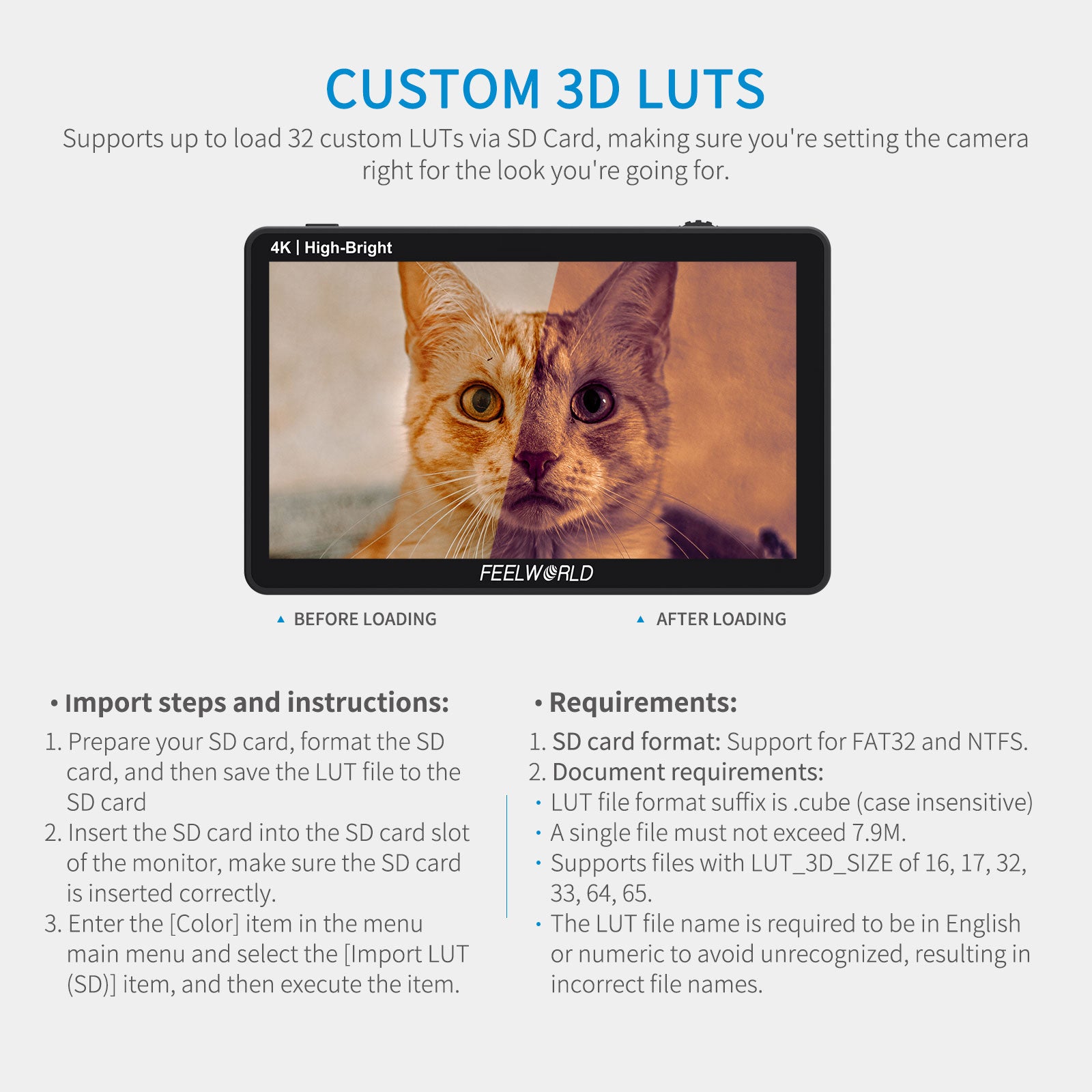 FeelWorld LUT6E moniteur terrain 6" tactile 1600 nits 4K