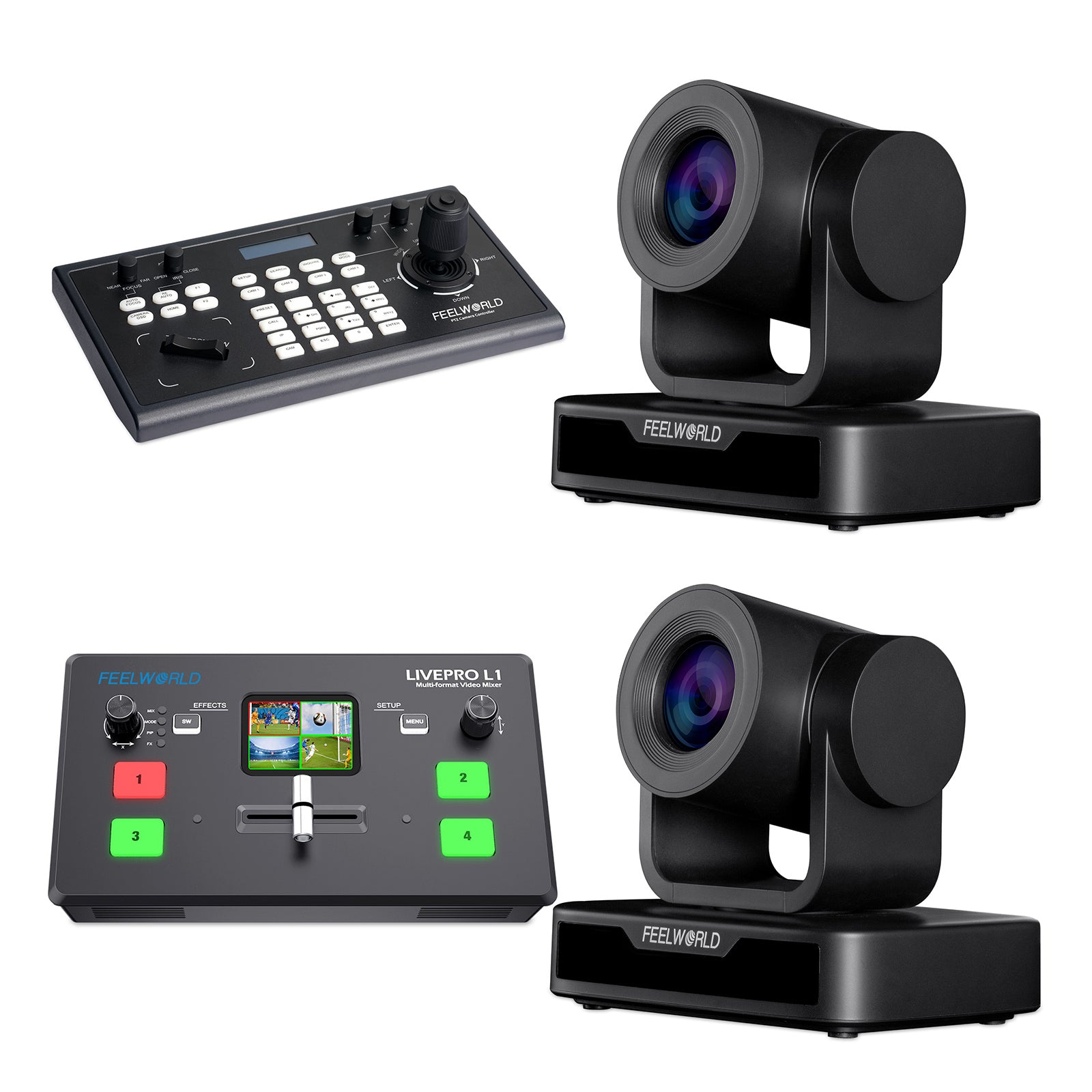 FeelWorld KBC10 + L1 V1 + 2 USB10X Kit Régie PTZ