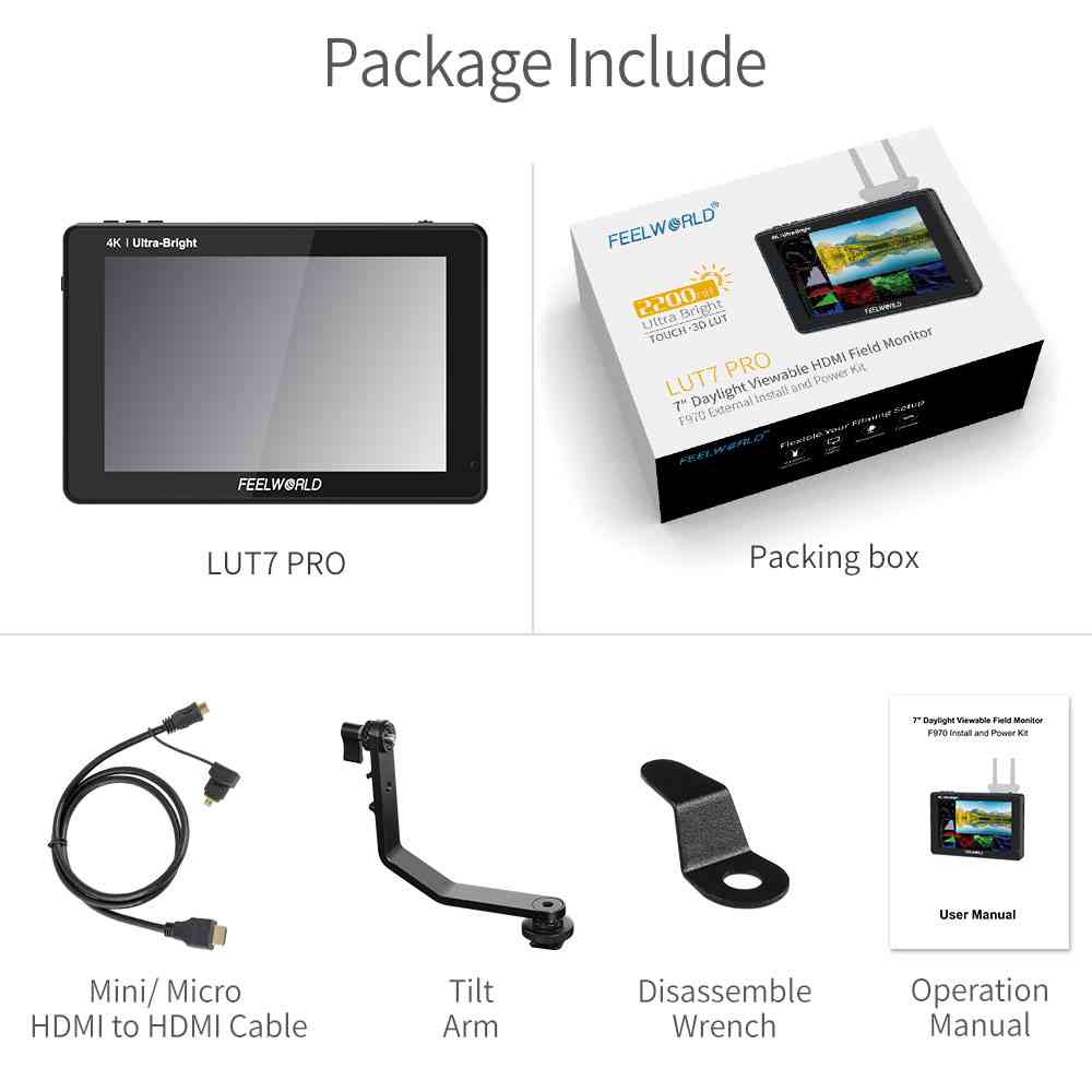 FeelWorld LUT7 Pro moniteur 7 pouces 2200 nits HDMI