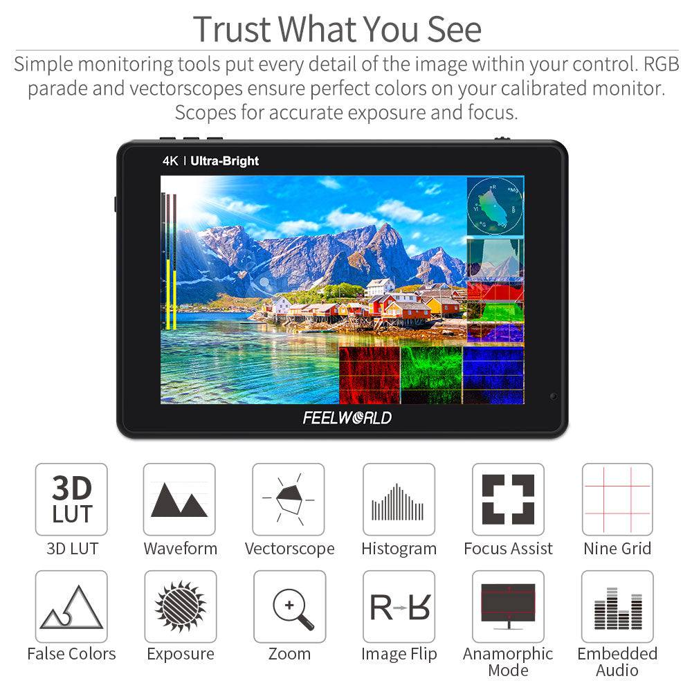 FeelWorld LUT7S Moniteur 7" 2200nit tactile SDI HDMI