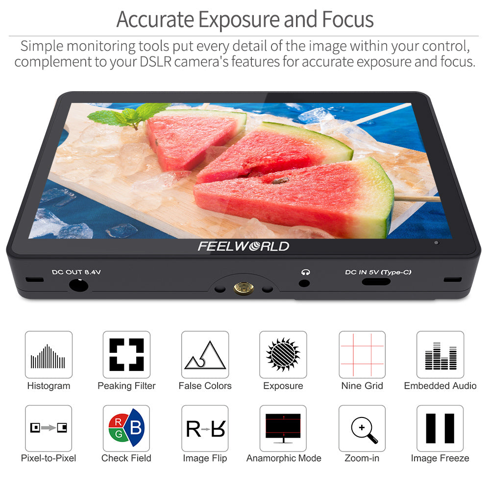 FeelWorld F5 PRO V4 moniteur terrain 6 pouces tactile + batterie F750