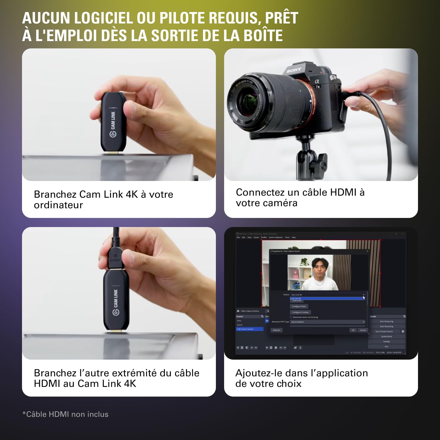 Elgato Cam Link 4K carte capture HDMI 1080p60 externe