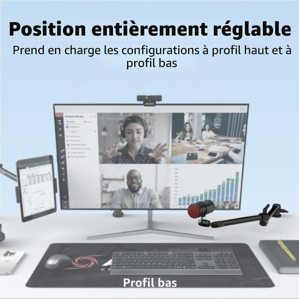AVerMedia Live Streamer BA311L bras micro noir pince bureau