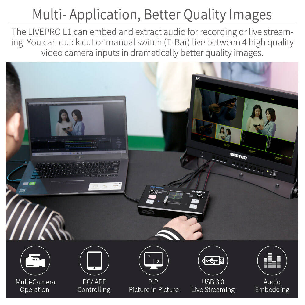 FeelWorld LIVEPRO L1 V1 mélangeur vidéo 4 HDMI USB direct