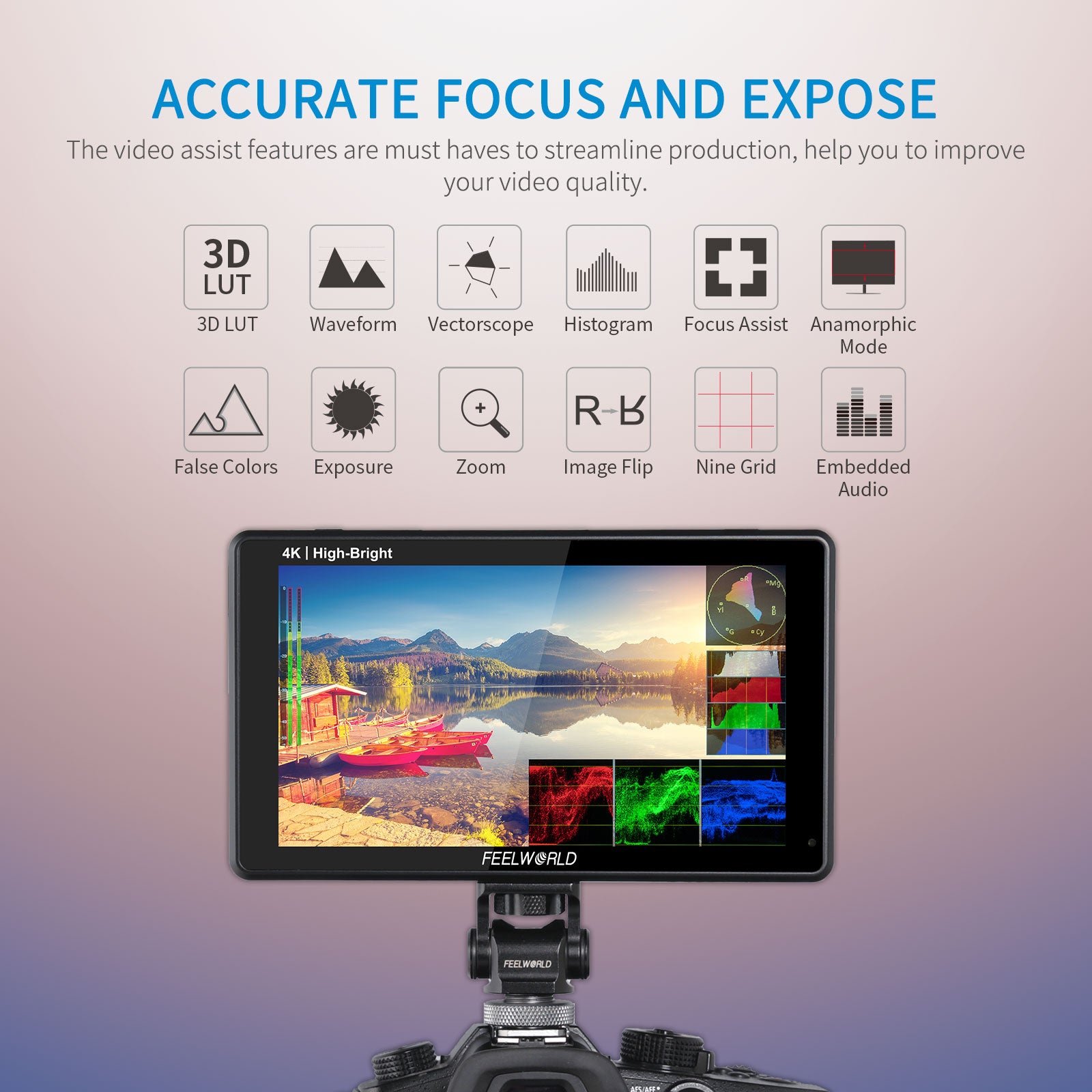 FeelWorld LUT6E moniteur terrain 6" tactile 1600 nits 4K