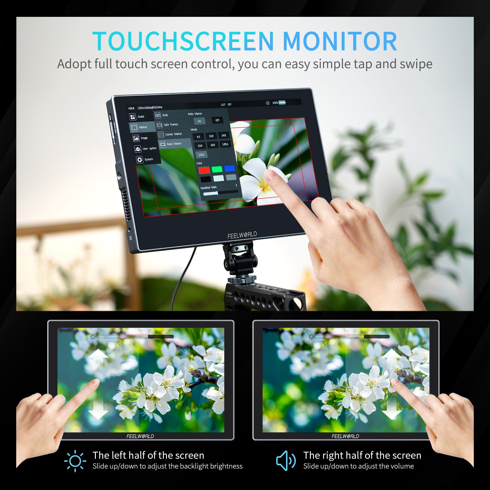 FeelWorld S10 moniteur 10,1 pouces 12G-SDI tactile 1200 nits