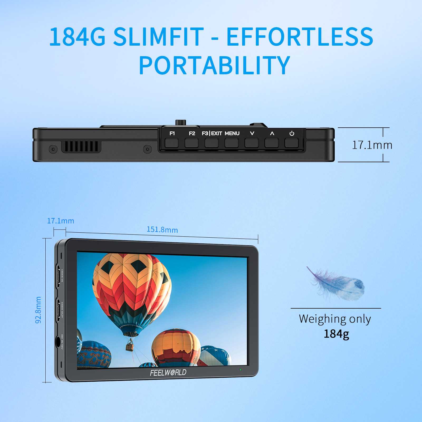 FeelWorld Broadcast Monitor T6 6 pouces moniteur avec batterie