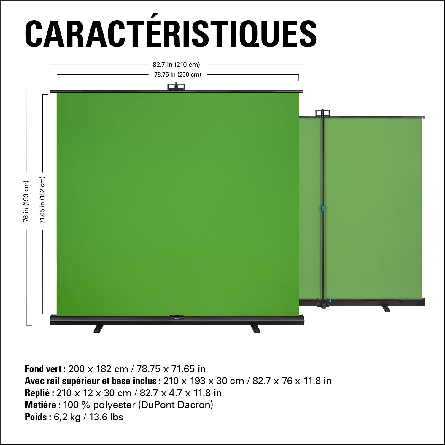 Elgato Green Screen XL fond vert rétractable 2x1,82m