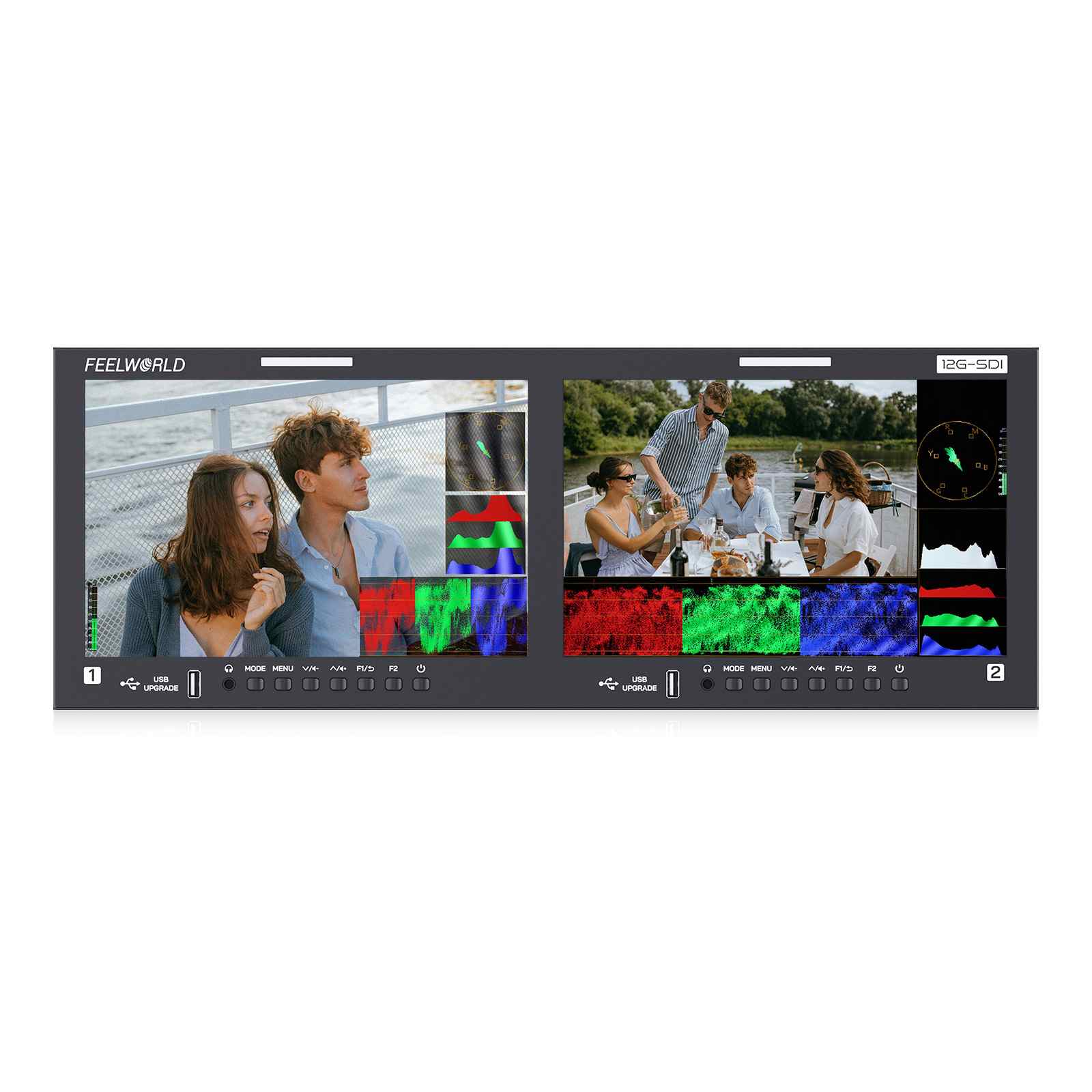 FeelWorld FRM1001G moniteur rack 2x10,1" 12G-SDI 4K HDMI