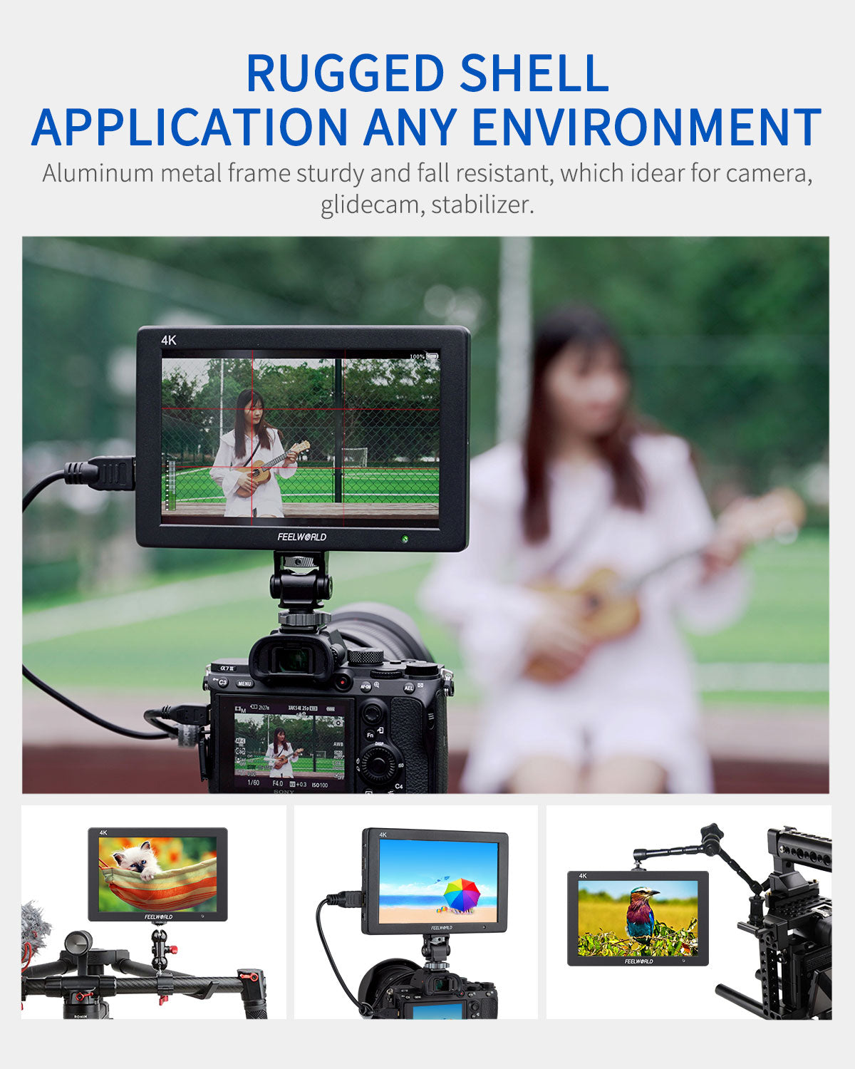 FeelWorld T7 PLUS moniteur terrain 7" 3D LUT HDMI 4K alu