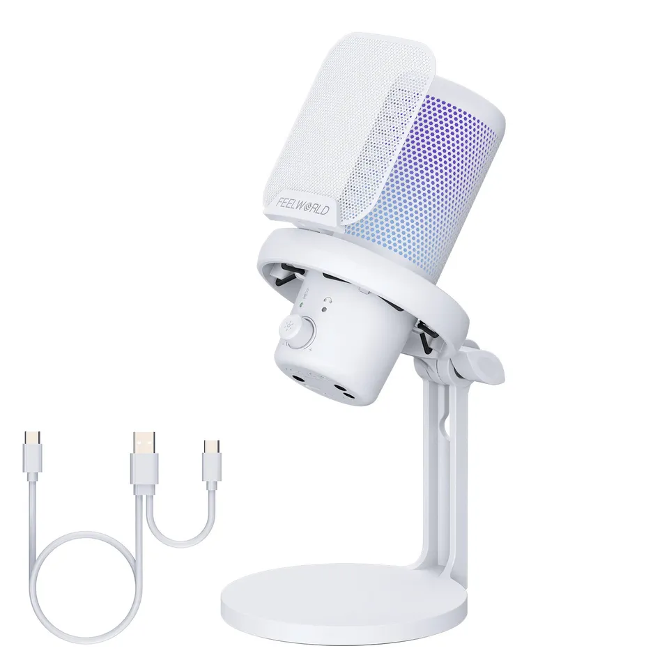 Feelworld VM1 micro condenseur USB blanc + pied