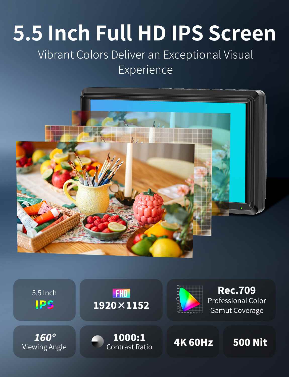 FeelWorld S55E moniteur 5,5" 4K HDMI avec batterie F550 + sac
