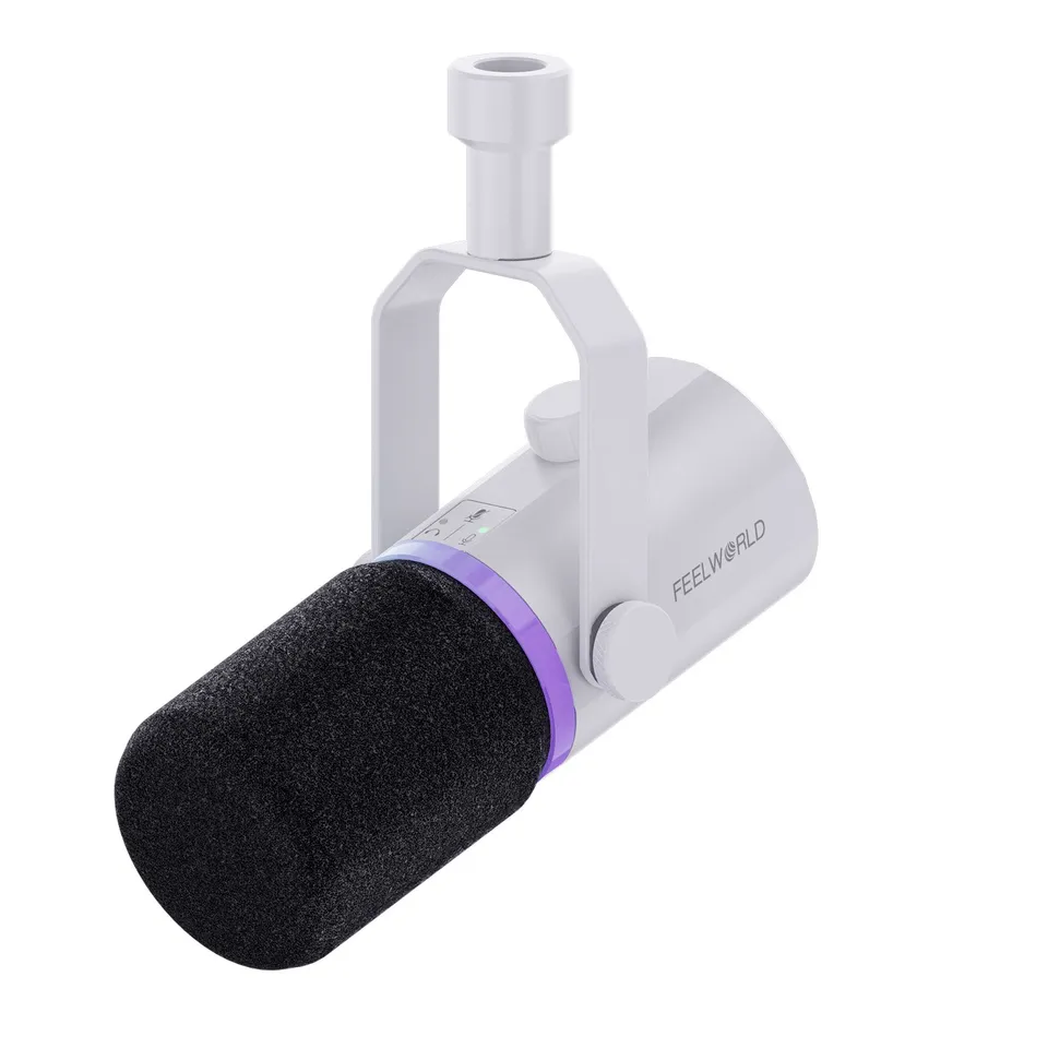 FeelWorld PM1 micro dynamique XLR USB blanc podcast streaming
