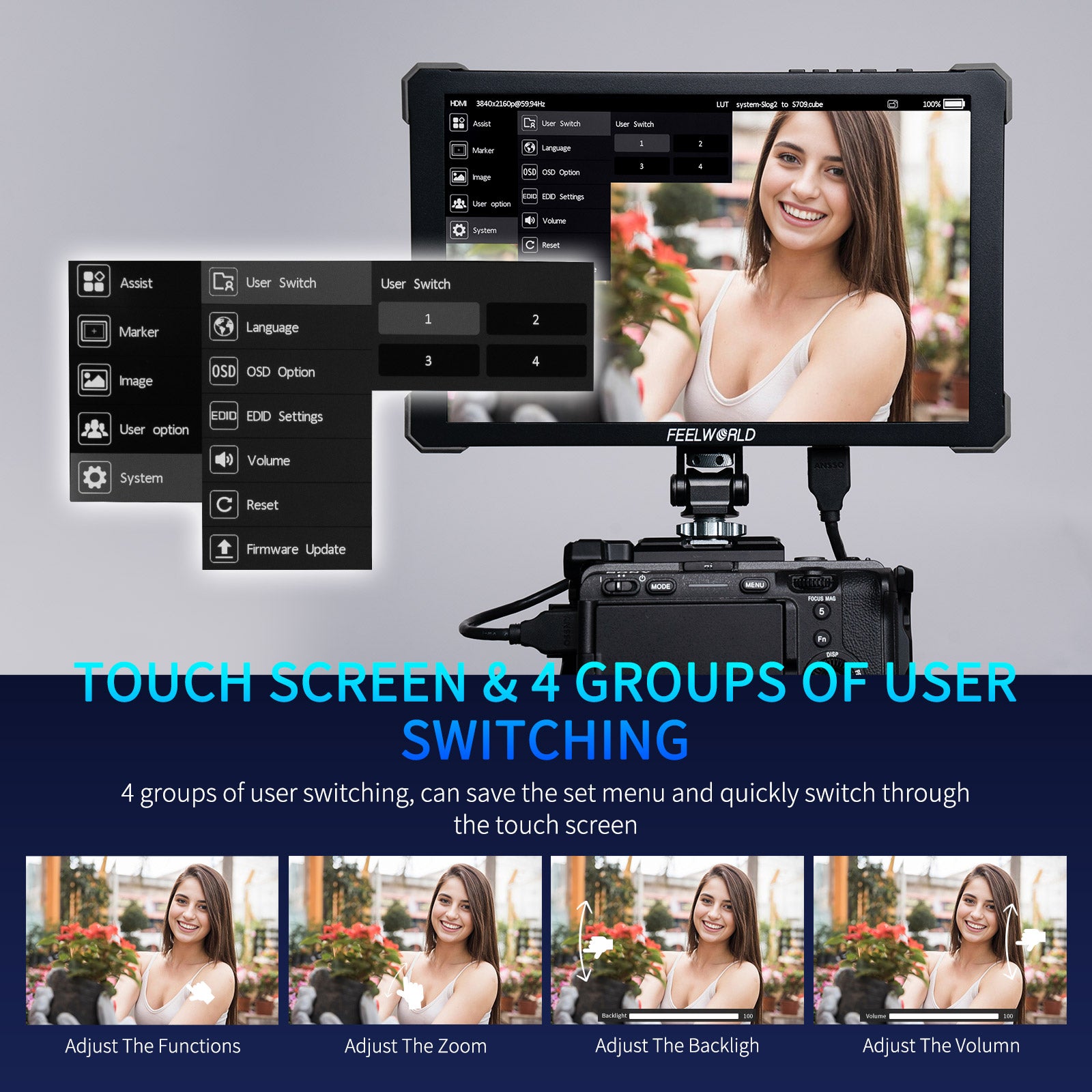 FeelWorld T10 10,1" moniteur terrain tactile 4K HDMI 500 nits