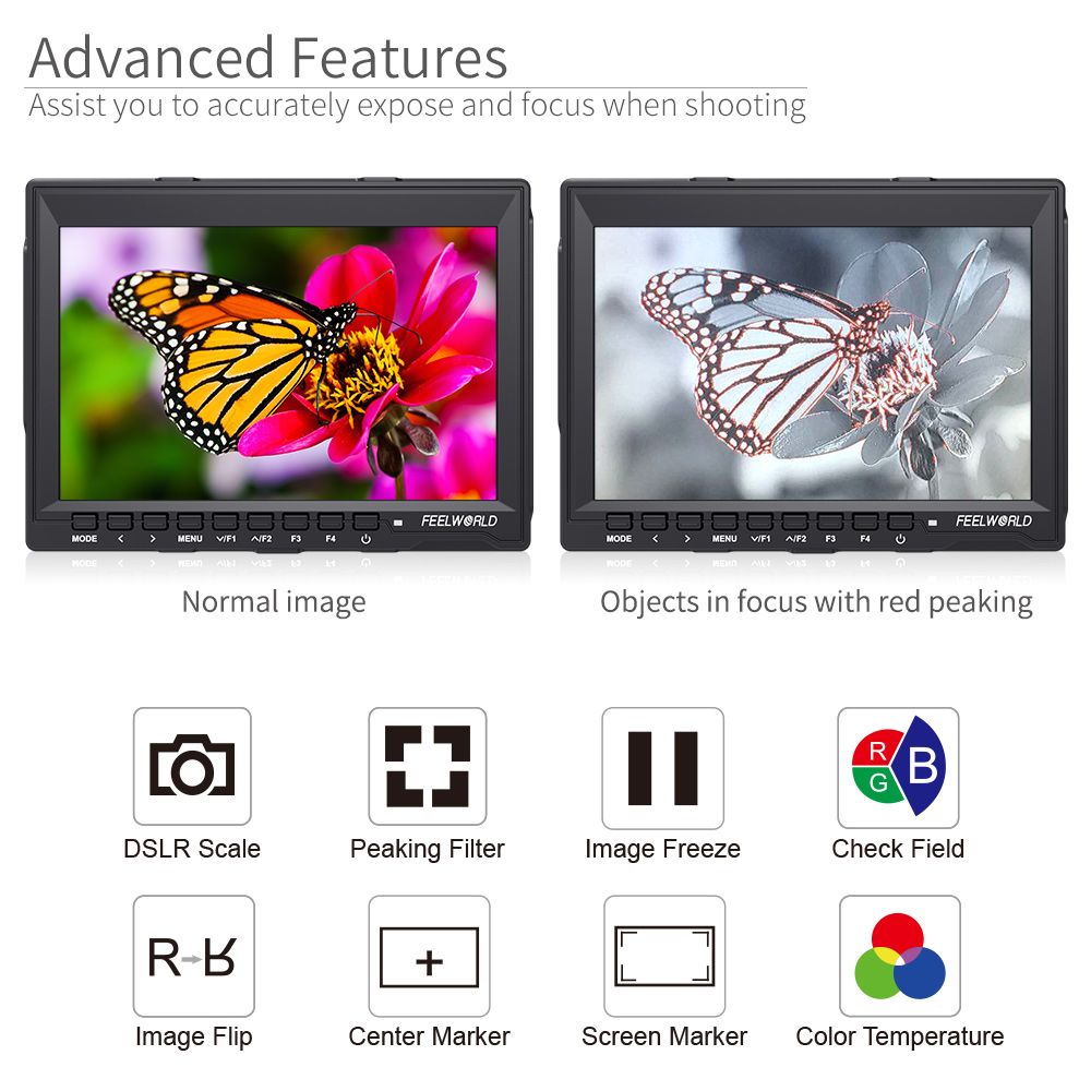 FeelWorld FW759 moniteur 7" HDMI 4K avec batterie F550 + sac