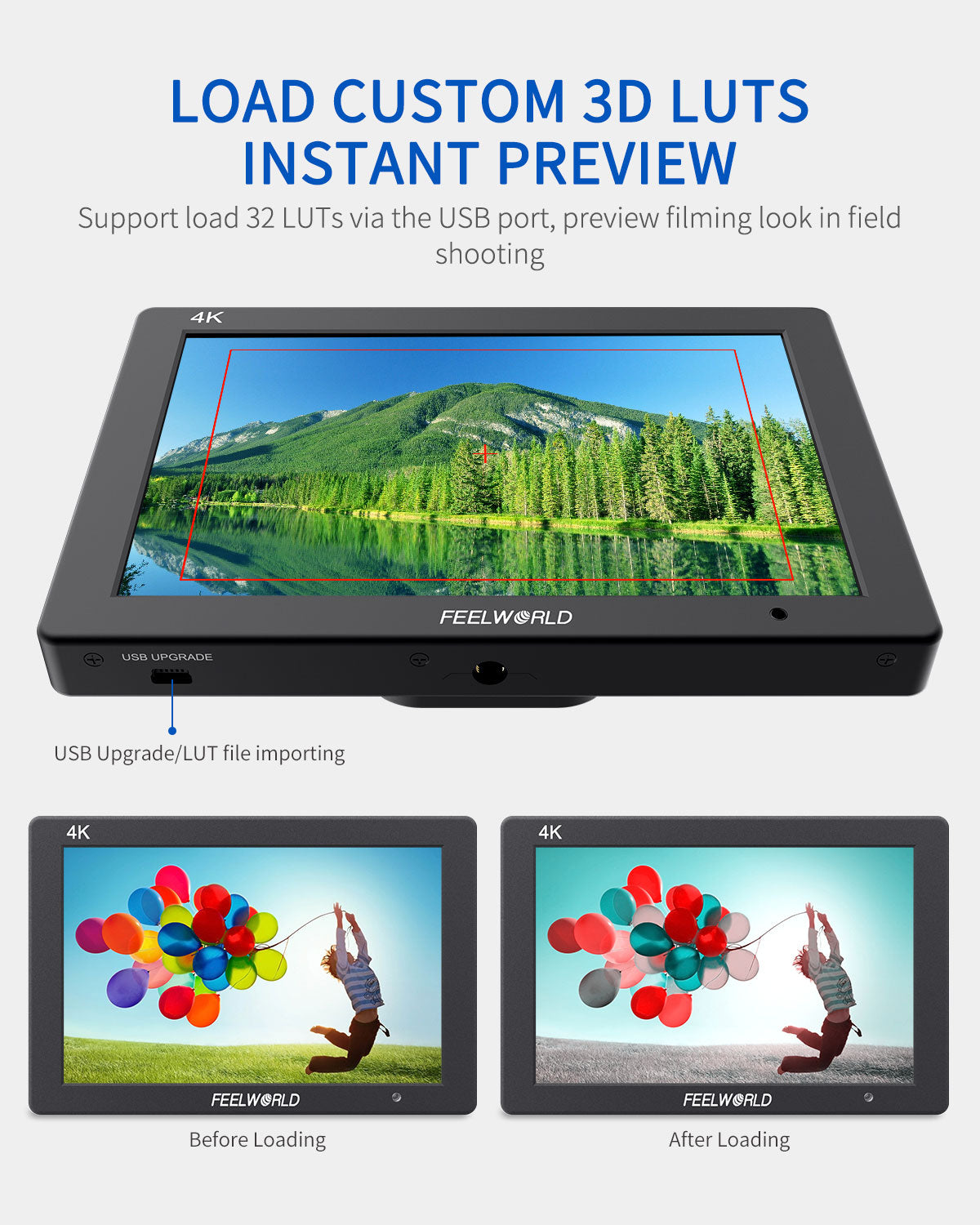 FeelWorld T7 PLUS moniteur terrain 7" 3D LUT HDMI 4K alu