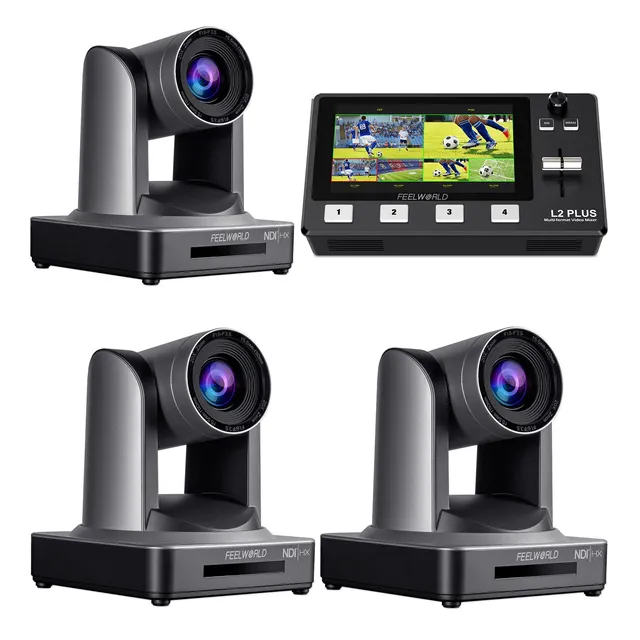 FeelWorld L2 PLUS Mélangeur vidéo + 3 caméras PTZ NDI20X
