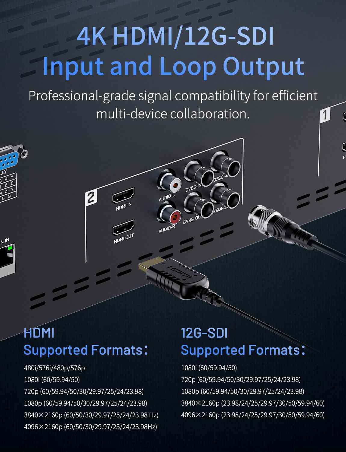 FeelWorld FRM1001G moniteur rack 2x10,1" 12G-SDI 4K HDMI