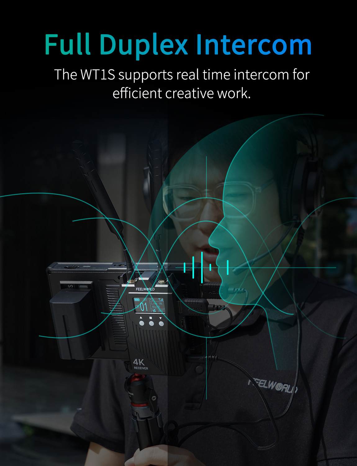 FeelWorld WT1H transmetteur vidéo sans fil 4K HDMI + intercom
