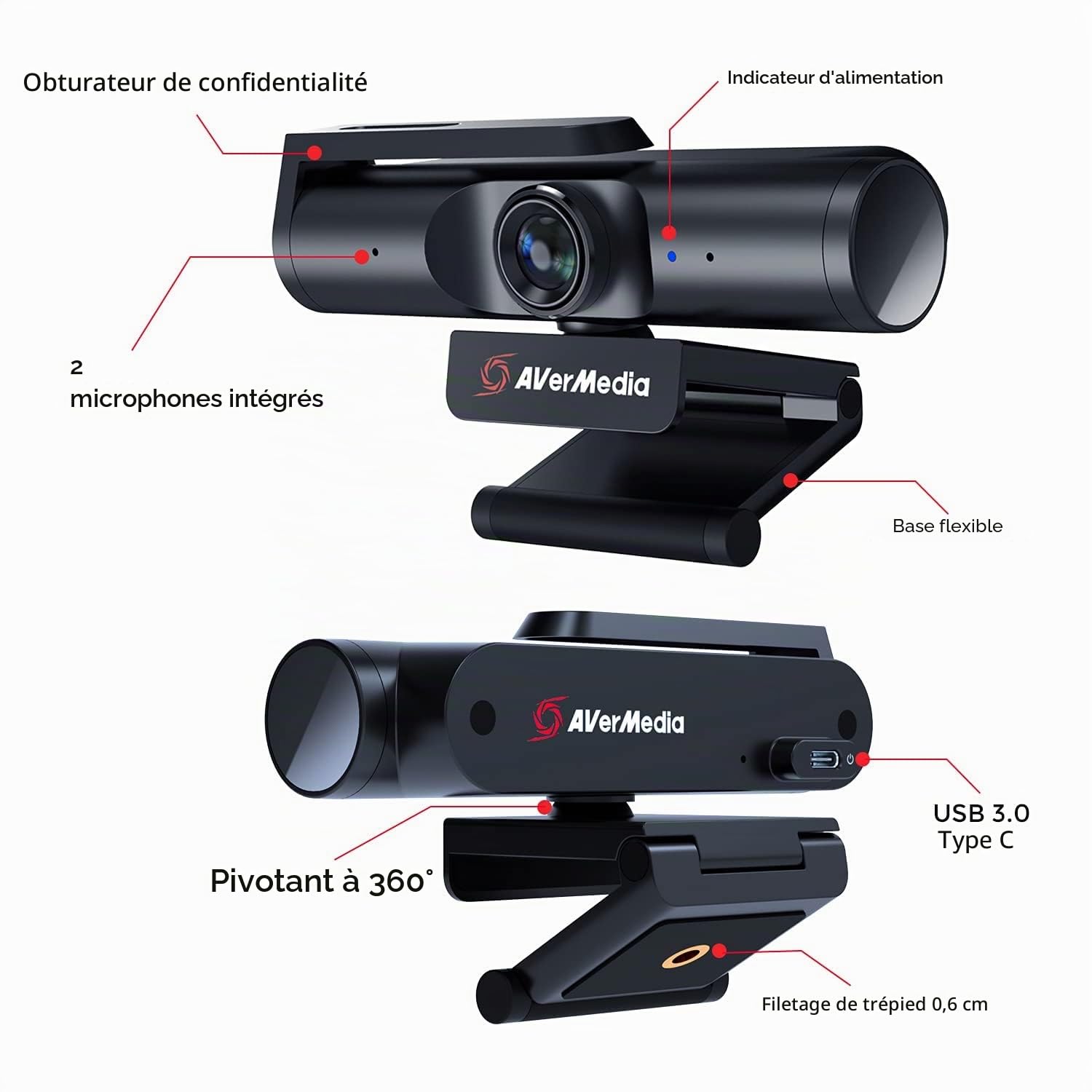 AVerMedia Live Streamer CAM 513 PW513 webcam 4K noire