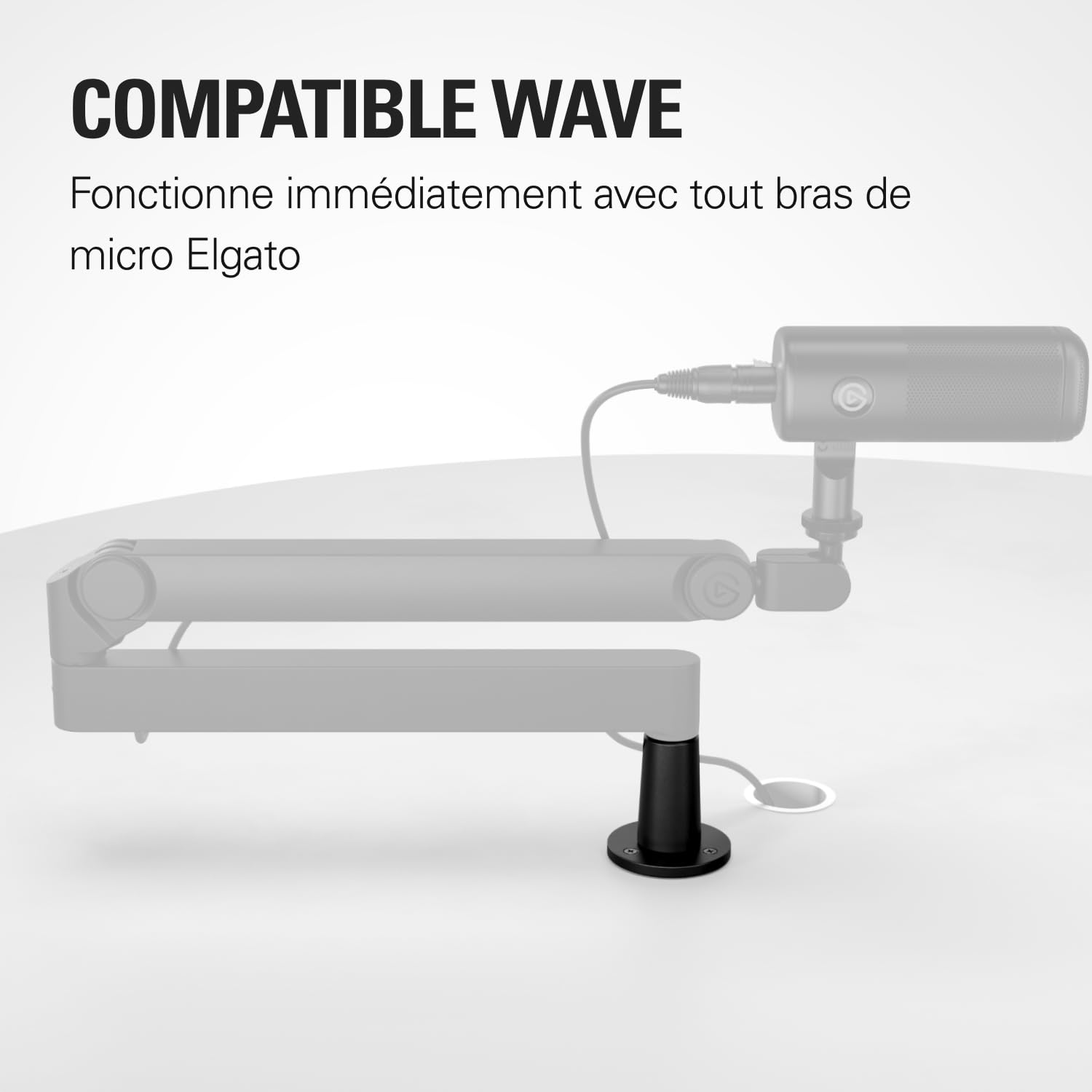 Elgato Wave Mic Arm Desk Plate fixation bureau noir