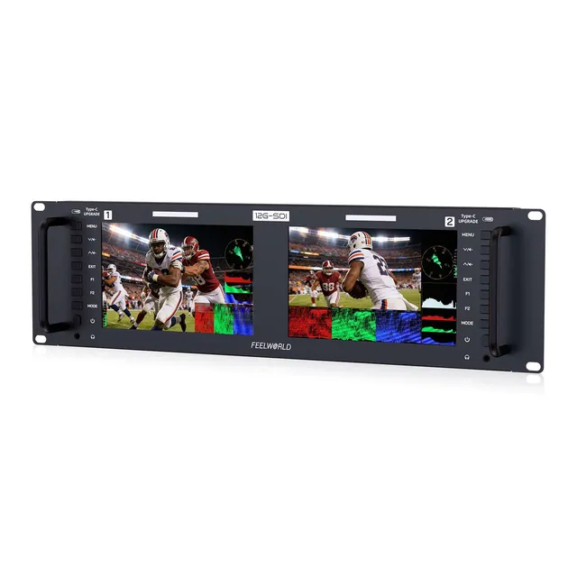FeelWorld FRM701G Moniteur rack 2x7" 12G-SDI 4K broadcast